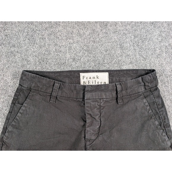 Frank & Eileen Wicklow Pants Womens sz 2 Black Chino Italian Stretch Raw Hem - Picture 3 of 10